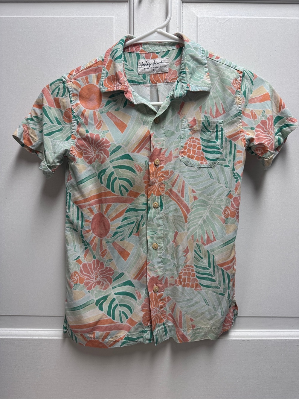 Kenny “Kiddy” Flowers Mint & Coral Tropical Button-Down Shirt